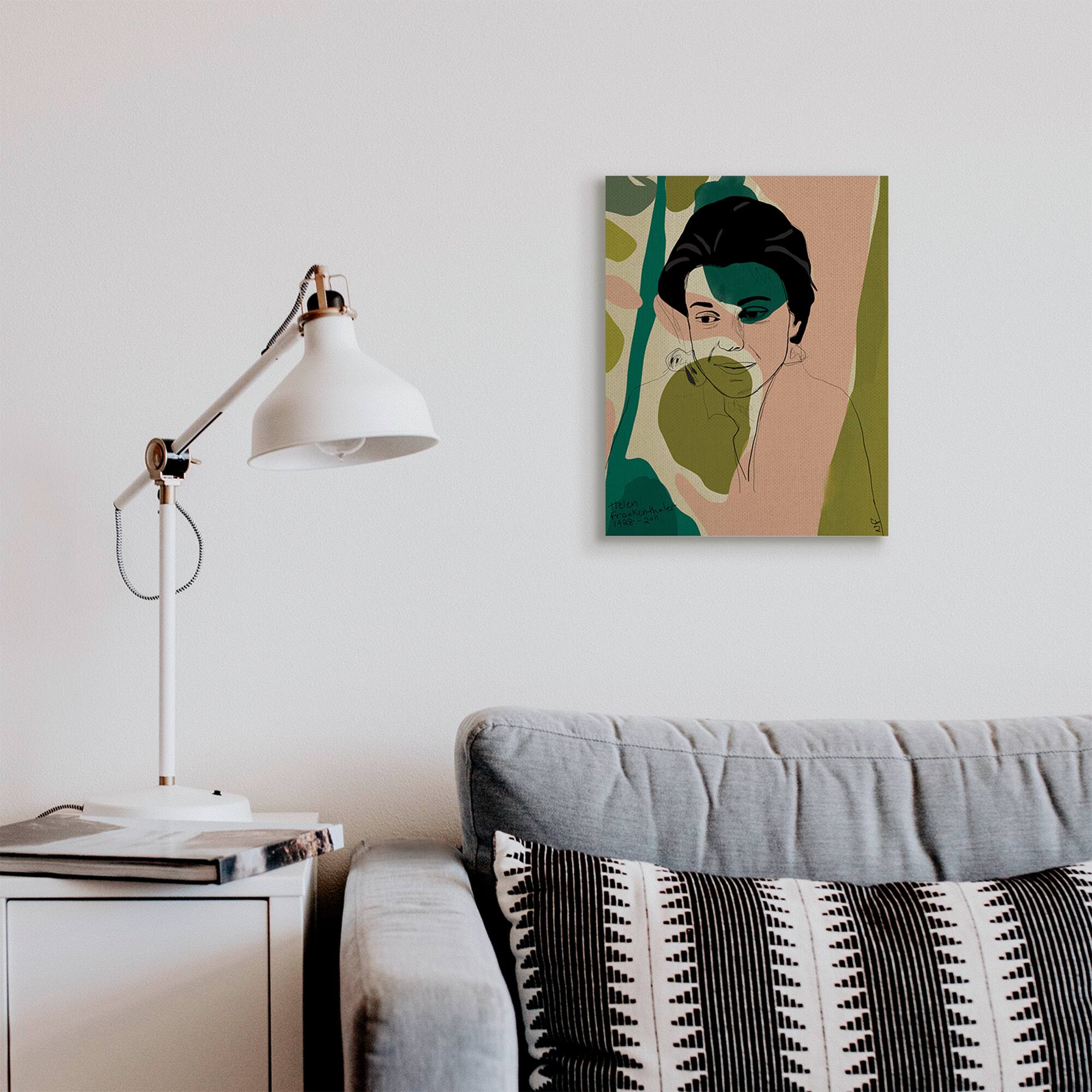 Stupell Industries Frankenthaler Painter Portrait Abstract Green Shapes Canvas Wall Art
